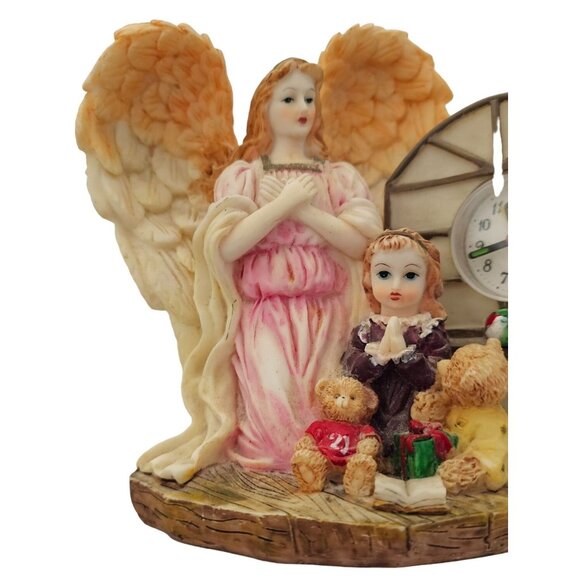 Angel Clock Figurine with Praying Child & Teddy Bears Clock in Good Working Cond - Picture 3 of 7